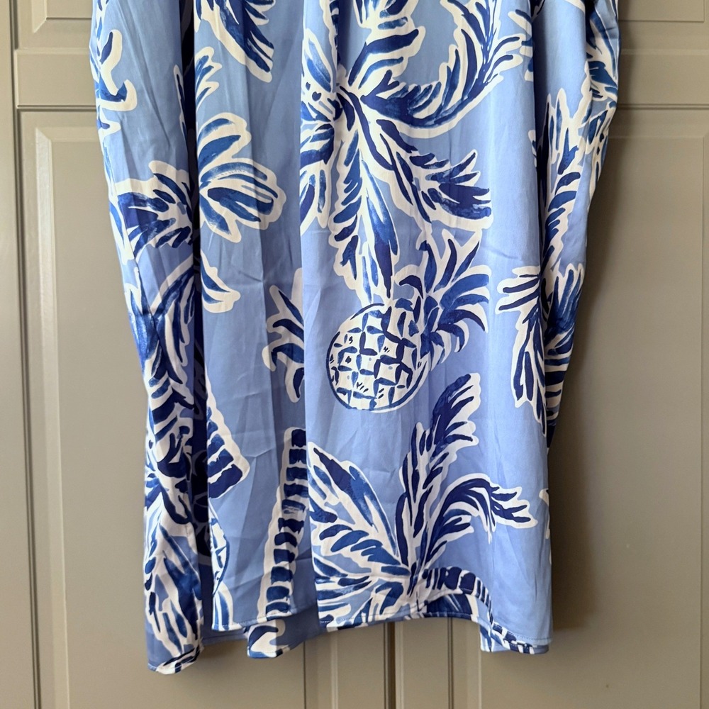 Van Winkle & Co Painted Palm Dolman Sleeve Caftan Dress, Blue White, XL (NWT) - Picture 8 of 13